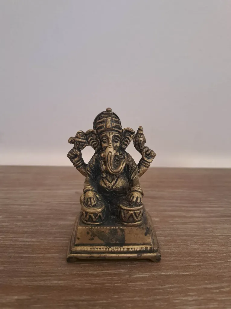 Statue de Ganesh Musicien en Bronze