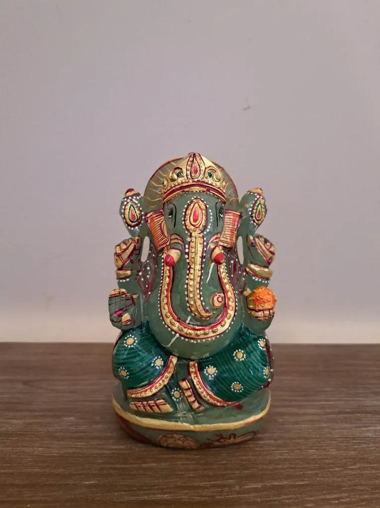 Statue de Ganesh en Jade Verte Peint